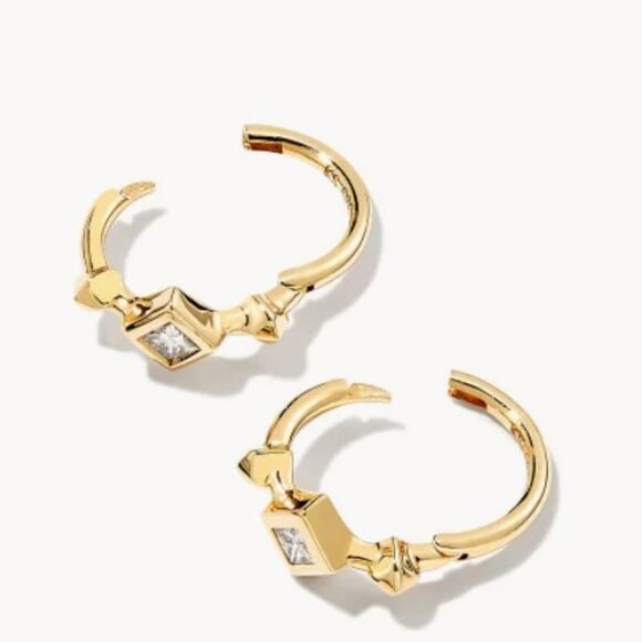 Kendra Scott Michelle 14k Diamond Huggie Earrings - Picture 5 of 6
